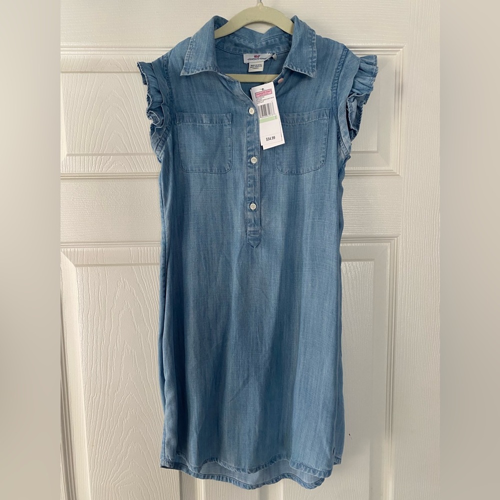NWT ⭐️ Vineyard Vines Girls denim Margo dress, size 8